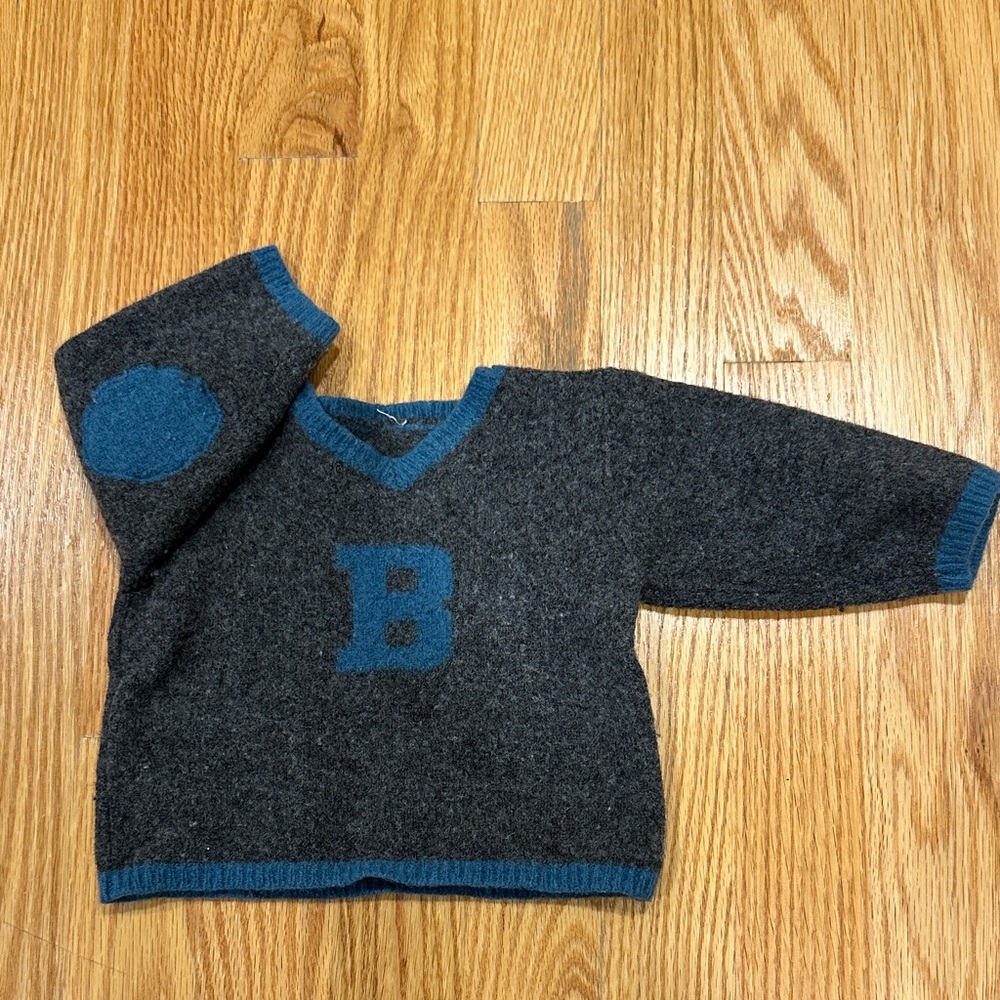 Bonpoint Gray and Blue Kids Sweater